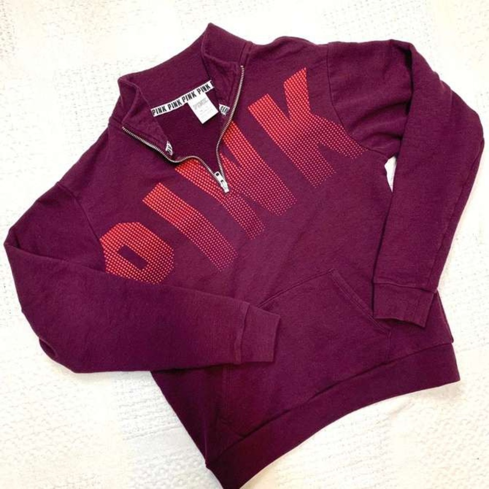 Victoria's Secret Vs Pink 1/4 Zip Graphic Logo Sweatshirt Xs